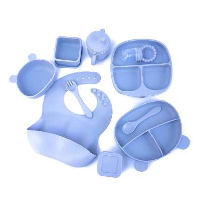 China BPA Free 2023 Baby Products Tableware Baby Feeding Set Supplies 100% Food Grade BPA Free Silicone Baby Feeding Set Bowls With Suction for sale