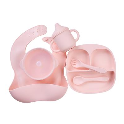 China BPA Free 2023 Success Baby Supplies BPA Free Silicone Baby Feeding Set Newborn Gift Baby Dish Set Set for sale