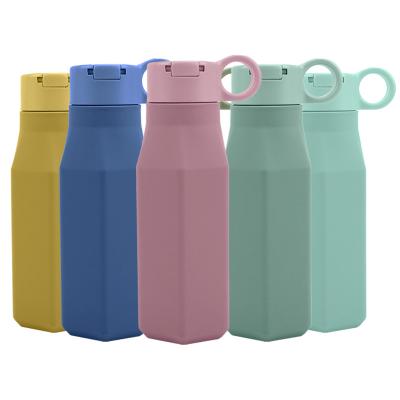 China Drinkware Sustainable Reusable 350ml School Portable Silicone Water Kids Drinking Bottle Soft Silicone Kids Sports BPA Free Water Bottle for sale