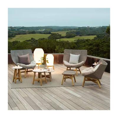 China Outdoor Rattan Sofa Chair Patio Furniture Modern Villa Teak Durable Garden Combination for sale