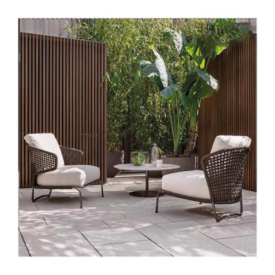 China Modern Waterproof Outdoor Balcony Furniture Aluminum Rope Frame Leisure Rope Garden Sofa Set for sale