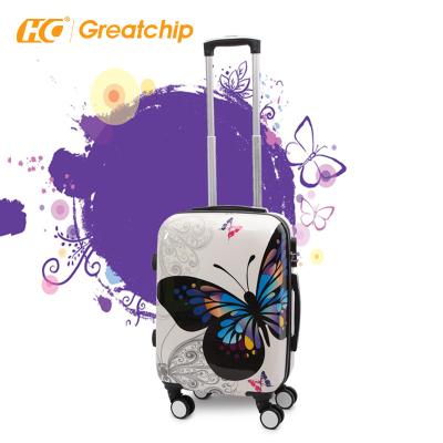 China Long Distance Travel 12 20 24 28Inch Shell Luggage Custom Zipper Valiz Hard Printed Luggage 4pcs Sets for sale