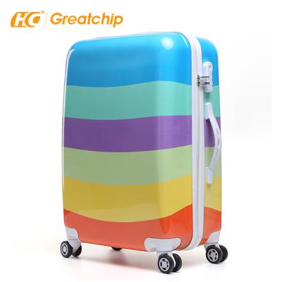 China Cute Colorful Printing Luggage Set Hard Shell ABS+PC Suitcase Traveling Bag for sale