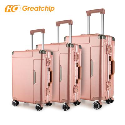 China Custom Bottom Travel PC Trolley Luggage Sets With Tsa Lock Hand Moving Mount Filters Hard Shell Suitcase Sets for sale