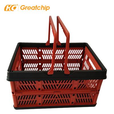 China Trolley Basket Supermarkets Easy-carry Shopping Rack With Standard Handle Foldable Basket for sale