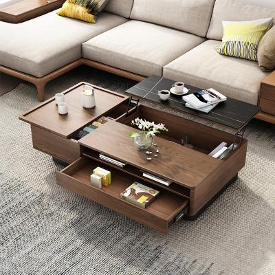 China (Size) Adjustable Modern Living Room Furniture Elevator Multifunctional Design Hidden Compartment Storage Top Modern Wood Coffee Table for sale