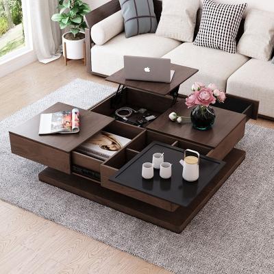 China (Size)Upper Modern Designer Wood Coffee Table Adjustable Home Living Room Storage Adjustable Shelf Hidden Compartment Luxury Lift for sale