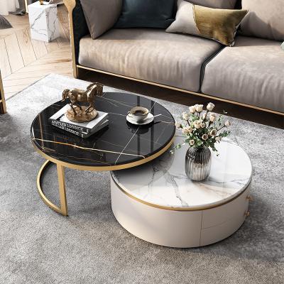 China Nordic Stainless Steel Coffee Table Mesa De Centro Luxury Marble Top (The Other) Design Living Room Adjustable Furniture for sale