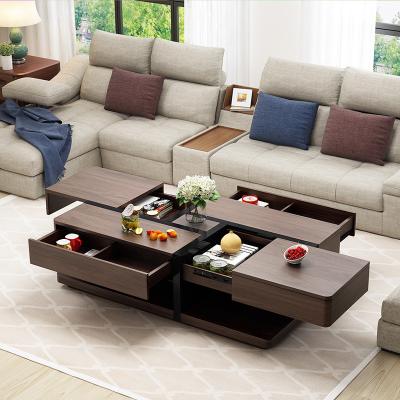 China Luxury Modern Wood Storage Living Room Furniture Space Saving Rectangle Coffee Table for sale