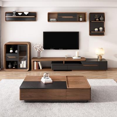 China Wholesale Adjustable Modern Wall Style Luxury Wood TV Media Console (Others) Living Room Furniture TV Stand TV Unit for sale