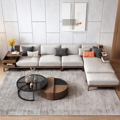 China Modular Sectional Drawers Three Storage USB Connects L Shaped Upholstered Fabric Sofa Living Room Furniture Sets for sale