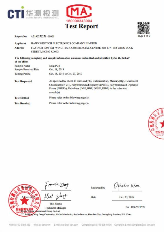 RoHS - HAWKWINTECH ELECTRONICS COMPANY LIMITED