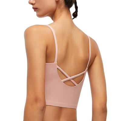 China 2022 new backless cross back bra antibacterial fashionable sexy bra yoga gym bra fitness sports bra for women for sale