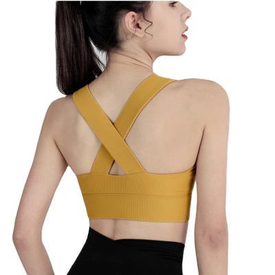 China 2022 new spring rib fabric cross back bra antibacterial sexy bra yoga sports bra fitness sports bra for women for sale