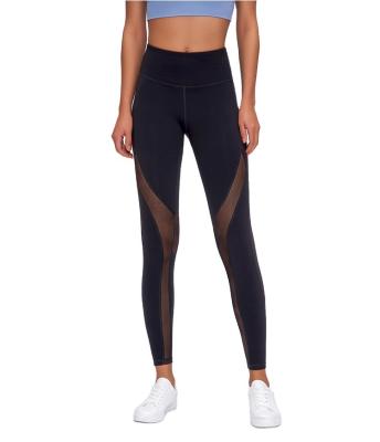 China Antibacterial Ready For Boat Women Workout Black Mesh Leggings High Waisted Yoga Pant for sale