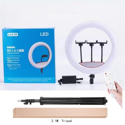 China Three Clip Phone Holder Hot Sale Ring Light 18 Inch LED Touch Ring Light With Stand for sale