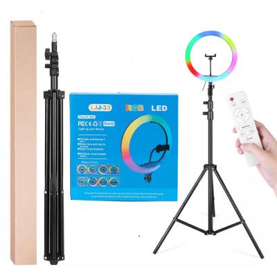 China Wholesale 33cm/13inch RGB PORTABLE Ring Light with Tripod and Cell Phone Clip for Live Stream, Make Up for sale