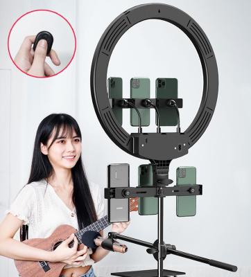 China Aluminum plastic Alloy+ microphone tripod stand with 18inch ring light for livestream youtube video recording tiktok stand for sale