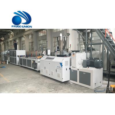 China Plastic Tapered Twin Bar Faygo Union Screw Extruder Maker For PVC Trunking With Punching Machine for sale