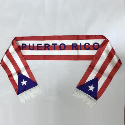 China OEM Promotional Custom Long Satin Material Puerto Rico Flag Scarf for sale