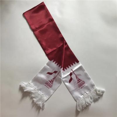 China Long 2022 Qatar Football Fan Cheap Satin Scarf for sale