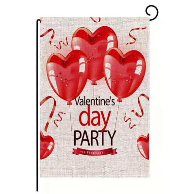 China Custom Double Sided Printing Burlap Logo Hanging Valentine Day Garden Flag, House Flag for sale