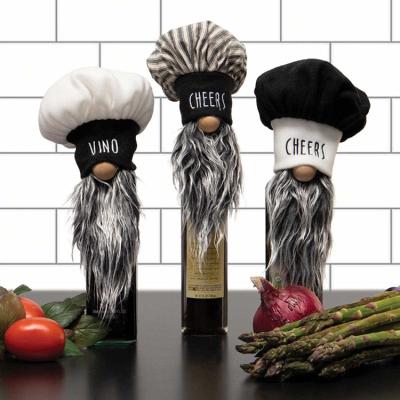 China Sustainable Newcomer Chef Gnome 3 Pcs Cute Gnome Wine Toppers Decorative for sale