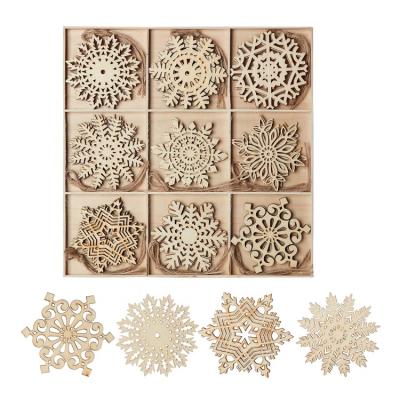 China Eco-friendly Wooden DIY Gift Box Christmas Decoration Ornament with Snowflake Pieces for Christmas Tree Decor for sale