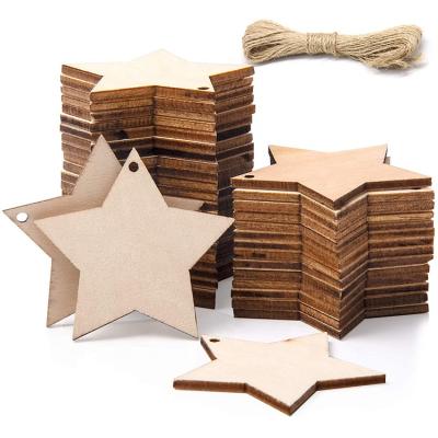 China Europe New Arrival Blank Name Tags Wooden Star Embellishments For Christmas Home Party Decoration for sale