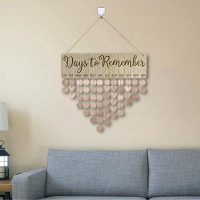 China Eco-Friendly Days To Remember DIY Wooden Wall Hanging Calendar For Family Member Birthday Event Reminder for sale