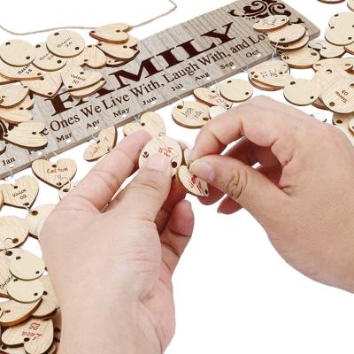 China Europe DIY Wall Hanging Family Birthday Reminder Board Perpetual Wooden Calendar for sale