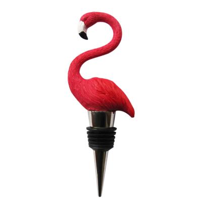 China Sustainable Creative Designed Flamingo Shaped Resin Wine Stopper For Wedding Favor Party Supplies for sale