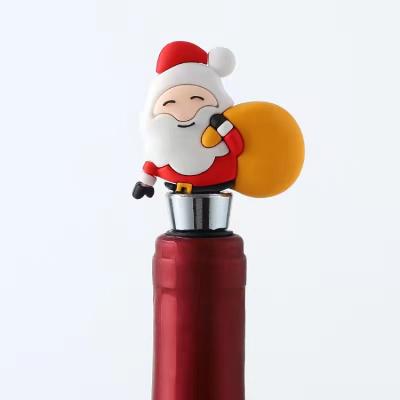 China Typical Eco - Friendly Christmas Style Silicone Wine Stopper For Christmas Decor for sale