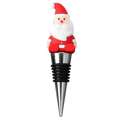 China Sustainable Bar Kitchen Accessories Food Grade Silicone Christmas Red Wine Bottle Stopper for sale