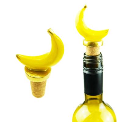 China Viable Hot Sale New Product Ideas Design Household Accessories Banana Wine Bottle Stopper for sale