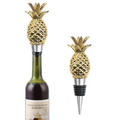 China Long Lasting Personalized Wine Accessory Gold Pineapple Wine Stopper for Keeping Wine Fresh and Tasty for sale