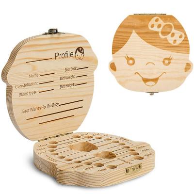 China Europe Children Wooden Milk Tooth Box Baby Teeth Organizer Storage for sale