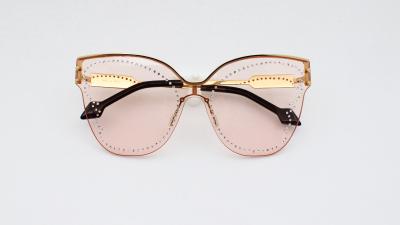 China Oversized Party Star Eyewear rhinestone decoration One Piece Sunglasses Outdoor 100% UV protection Glasses for Women for sale