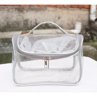 China Fashion Holographic Clear Portable Carry Cosmetic Bag , Cute Tote Bag For Cosmetics for sale