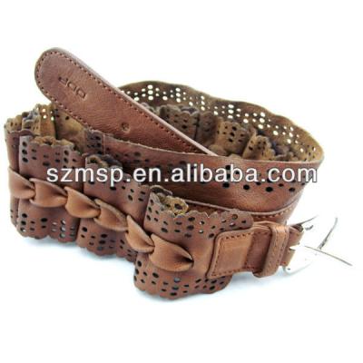 China For ladies and girls ladies classic genuine leather belt with beautiful ruffle for sale