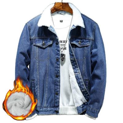 China QUICK DRY denim jacket plus fashionable youth energy velvet men's thick coat casual wear outer stylish jacket coat for sale