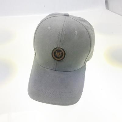 China COMMON Wholesale Cheap Cotton Suede Hat, Custom Design Suede Gray Black Baseball Cap With Metal Plate for sale