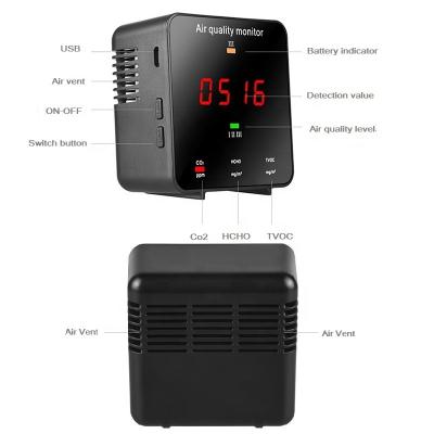 China Indoor Room Air Quality Monitor CO2 HCHO TVOC Air Quality Workshop Classroom Office Imported Sensor Light High Accuracy Alarm 3% F.S for sale