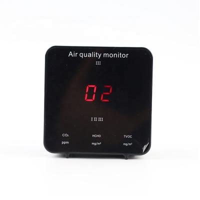 China Multi Room Air Quality Monitor Co2/pm2.5/temperature/humidity 5 in 1 Imported High Accuracy Sensor Indoor Light Alarm White+black AK for sale