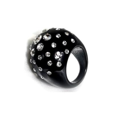 China New Fashionable Crystal Resin Rings in Black with Clear Crystal Fashion Jewelry Accessories for Women Girl Jewelry Sets for sale