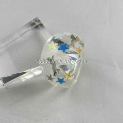 China Hot Sale Resin Acrylic Glitter Ring Fashion Colorful Kids Rings Plastic Stars Ring Jewelry for sale