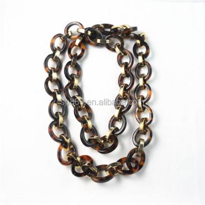 China Newest Double Strand Acrylic Bib Necklace Tortoiseshell Graduated Links Tokyo Acetate Chains Factory for sale