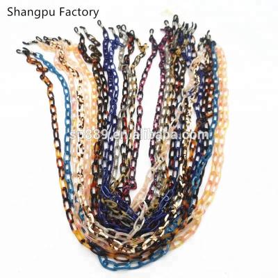 China 2019 Acrylic Fashion Small Oval Shape Cellulose Acetate Tie Eyewear Glasses Tie Chain Glasses for sale