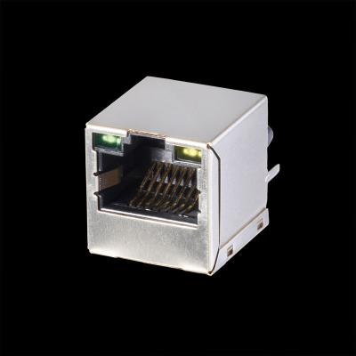 China Fireproof conetor rj45 TOP INPUT TRANSFORMER JACK WITH LED for sale