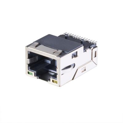 China INPUT SIDE TRANSFORMER Fireproof RJ SERIES FEMALE JACK CONNECTOR WITH LED for sale